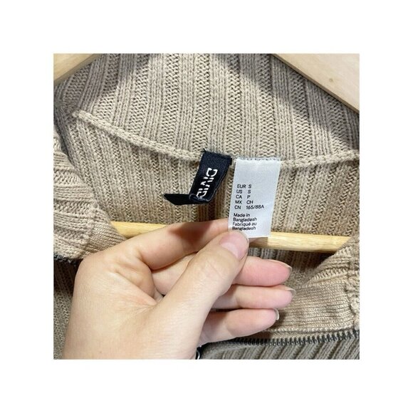 Divided H&M Tan Sweater Dress Size S 1/4 Zip Cowl Neck Thick Knit - Picture 6 of 6